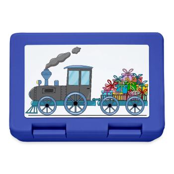Children's train railway with trailer grey - Lunchbox - royal blue - Front
