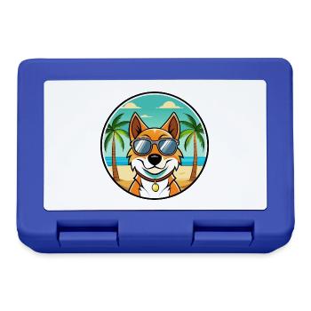 Russischer Harlekin Hund Rasse Cartoon Strand - Brotdose - Royalblau - Vorne