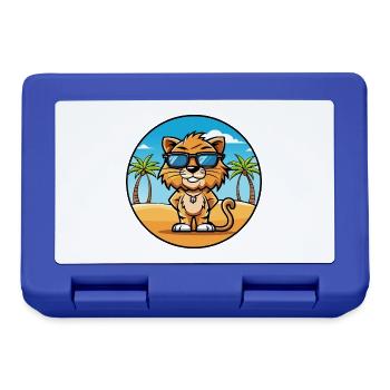Liger Hybrid Löwe Tiger Katzenrasse Cartoon Strand - Brotdose - Royalblau - Vorne