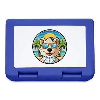 Bolognese Chien Race Dessin Animé Lunettes De Soleil Plage - Boîte à goûter - bleu royal - Devant