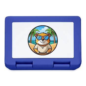 Cochon d’Inde Drôle Dessin Animé Plage Été Lunettes de soleil - Boîte à goûter - bleu royal - Devant