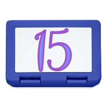 15. 15 ANS. 15e ANNIVERSAIRE. ANNIVERSAIRE 15 ANS. - Boîte à goûter - bleu royal - Devant