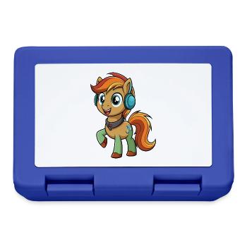 Pony Lustige Zeichentrickfigur Kopfhörer Musik - Brotdose - Royalblau - Vorne