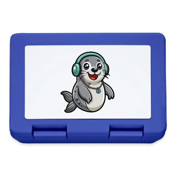 Seal Funny Cartoon Character Musique de casque - Boîte à goûter - bleu royal - Devant