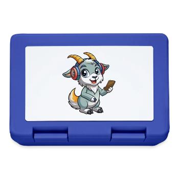 Goat Funny Cartoon Character Headphone Music - Lunchbox - royal blue - Front