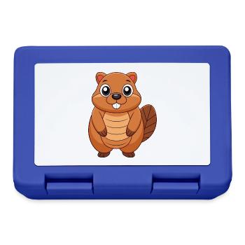 Biber Niedliche Maskottchen Zeichentrickfigur Kawaii - Brotdose - Royalblau - Vorne