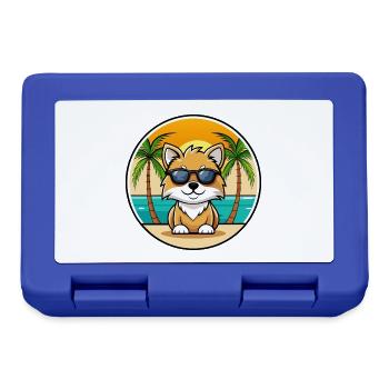 Spielzeug Deutscher Spitz Hund Rasse Cartoon Sonnenbrille Strand - Brotdose - Royalblau - Vorne