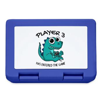 Drittes Kind Spieler 3 Schwanger Baby Dinosaurier - Brotdose - Royalblau - Vorne