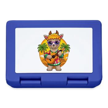 Funny Alpaca Cartoon Summer Beach Sunglasses - Lunchbox - royal blue - Front