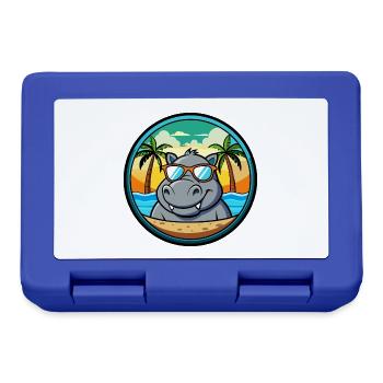 Nilpferd Lustige Cartoon Sommer Strand Sonnenbrille Cool - Brotdose - Royalblau - Vorne