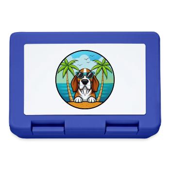 Basset Bleu De Gascogne Hunderasse Cartoon Beach - Brotdose - Royalblau - Vorne