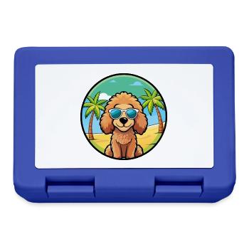 Spielzeug Pudel Hund Rasse Cartoon Sonnenbrille Strand - Brotdose - Royalblau - Vorne