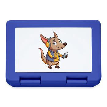 Aardvark Funny Cartoon Character Headphone Music - Lunchbox - royal blue - Front