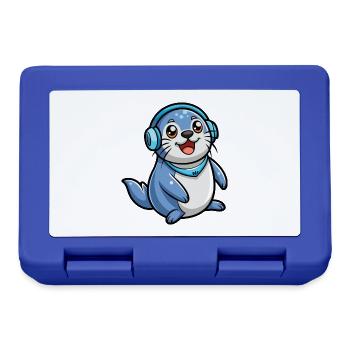Seal Funny Cartoon Character Musique de casque - Boîte à goûter - bleu royal - Devant