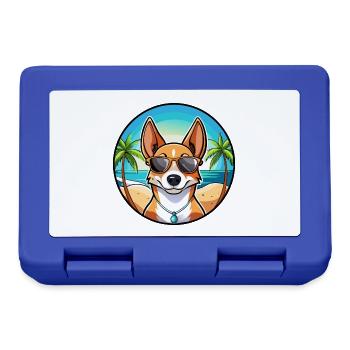 Basenji Hunderasse Cartoon Sonnenbrille Strand - Brotdose - Royalblau - Vorne