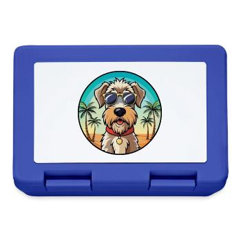 Weich beschichtete Wheaten Terrier Hunderasse Karikatur - Brotdose - Royalblau - Vorne