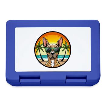 Inka Unbehaarte Hunderasse Cartoon Sonnenbrille Strand - Brotdose - Royalblau - Vorne