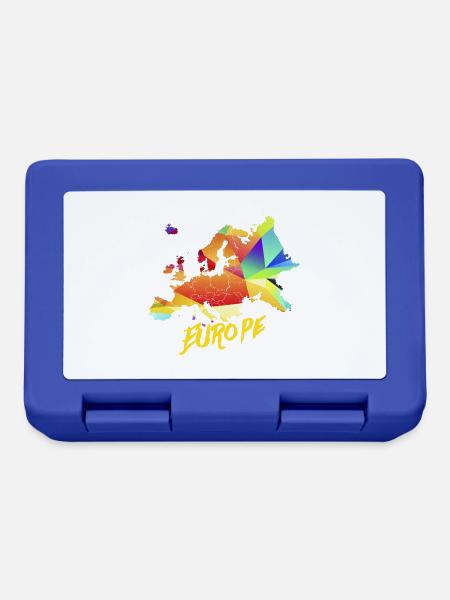Reiselustiger Kontinent Europa - Brotdose - Royalblau