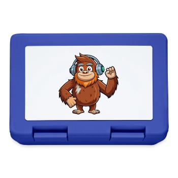 Big Foot Lustige Zeichentrickfigur Kopfhörer Musik - Brotdose - Royalblau - Vorne