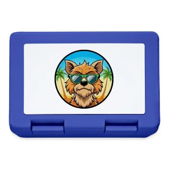 Griffon Bruxellois Hunderasse Cartoon Sonnenbrille - Brotdose - Royalblau - Vorne