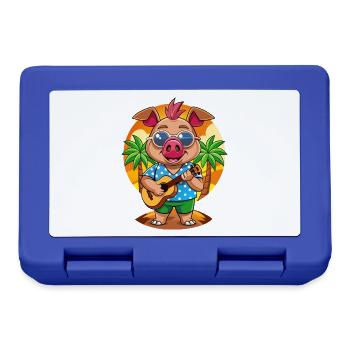 Drôle de cochon d’été plage lunettes de soleil hawaïenne - Boîte à goûter - bleu royal - Devant