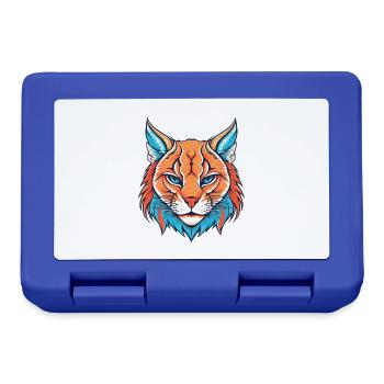 Rotluchs buntes Aquarell Karikatur Kawaii Tier - Brotdose - Royalblau - Vorne
