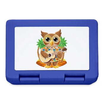 Lustige Eule Cartoon Sommer Strand Sonnenbrille Gitarre - Brotdose - Royalblau - Vorne