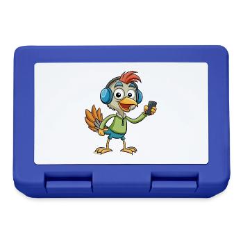 Strauß Lustige Cartoon Figur Kopfhörer Musik - Brotdose - Royalblau - Vorne