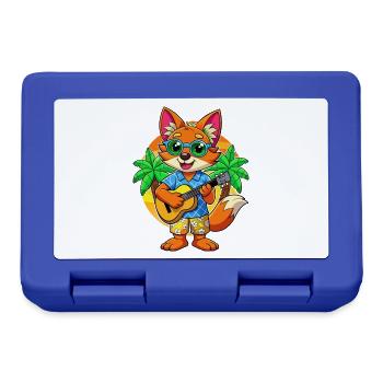 Lustige Fuchs Cartoon Sommer Strand Sonnenbrille Gitarre - Brotdose - Royalblau - Vorne