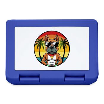 Deutscher Boxer Hund Rasse Cartoon Sonnenbrille Strand - Brotdose - Royalblau - Vorne