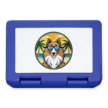 Rough Collie Hunderasse Cartoon Sonnenbrille Strand - Brotdose - Royalblau - Vorne