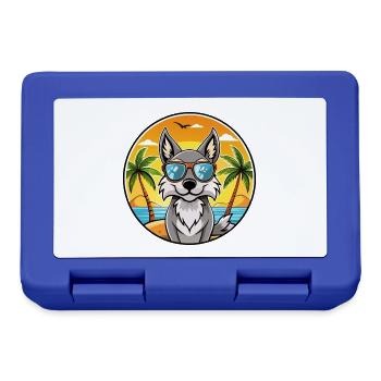 Tschechoslowakischer Wolfshund Rasse Cartoon Sonnenbrille Strand - Brotdose - Royalblau - Vorne