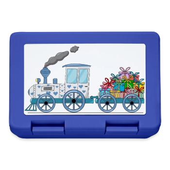 Children's train railway with trailer white - Lunchbox - royal blue - Front