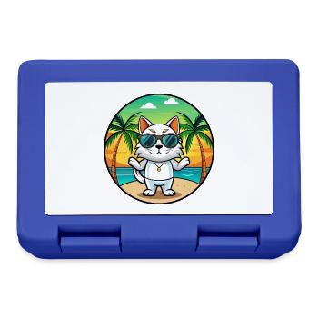 Japanische Bobtail Katzenrasse Cartoon Sonnenbrille Strand - Brotdose - Royalblau - Vorne