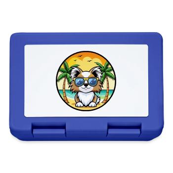 Japanese Chin Dog Breed Cartoon Sunglasses Beach - Lunchbox - royal blue - Front
