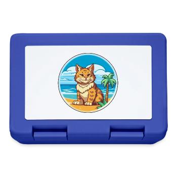Rotluchs Aquarell Cartoon Kawaii Clipart Tier - Brotdose - Royalblau - Vorne