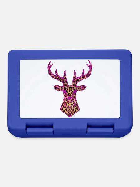 Hirsch PopArt Pink Leoparden Muster Vektor Polygon - Brotdose - Royalblau