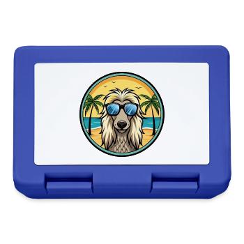 Afghanischer Windhund Hunderasse Cartoon Sonnenbrille Strand - Brotdose - Royalblau - Vorne