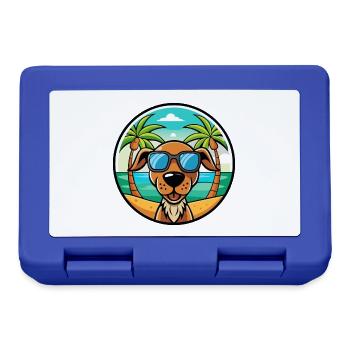 Hannover Laufhund Hunderasse Cartoon Sonnenbrille Strand - Brotdose - Royalblau - Vorne