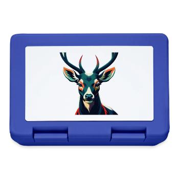 Hirsch Zeichentrickfigur Buntes Haustier Tier - Brotdose - Royalblau - Vorne