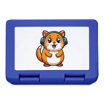 Hamster Lustige Zeichentrickfigur Kopfhörer Musik - Brotdose - Royalblau - Vorne