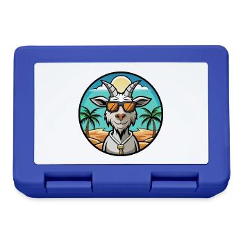 Chèvre Drôle Dessin Animé Plage D’été Lunettes De Soleil Autocollant - Boîte à goûter - bleu royal - Devant