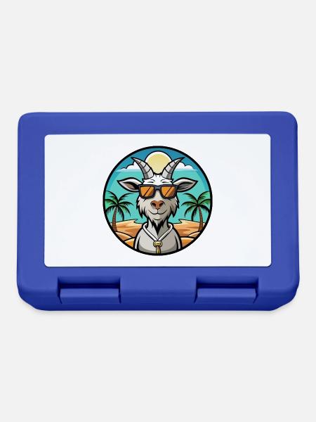 Chèvre Drôle Dessin Animé Plage D’été Lunettes De Soleil Autocollant - Boîte à goûter - bleu royal