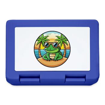 Frog Funny Cartoon Summer Beach Sunglasses Sticker - Lunchbox - royal blue - Front