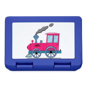 Kinderzug Eisenbahn pink - Brotdose - Royalblau - Vorne