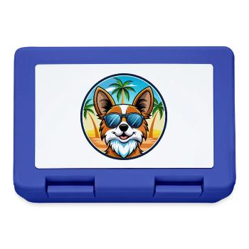 Papillon Hunderasse Cartoon Sonnenbrille Strand - Brotdose - Royalblau - Vorne