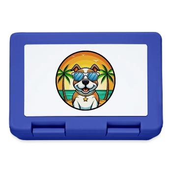 Pitbull Dog Breed Cartoon Sunglasses Beach - Lunchbox - royal blue - Front