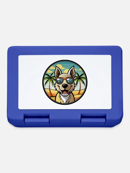 Indien Paria Chien Race Dessin Animé Lunettes De Soleil Plage - Boîte à goûter - bleu royal