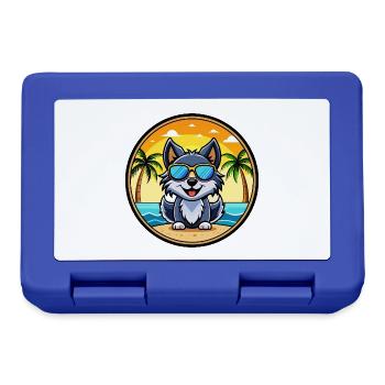 Schipperke Hunderasse Cartoon Sonnenbrille Strand - Brotdose - Royalblau - Vorne