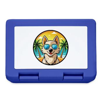 Nordic Spitz Dog Breed Cartoon Sunglasses Beach - Lunchbox - royal blue - Front